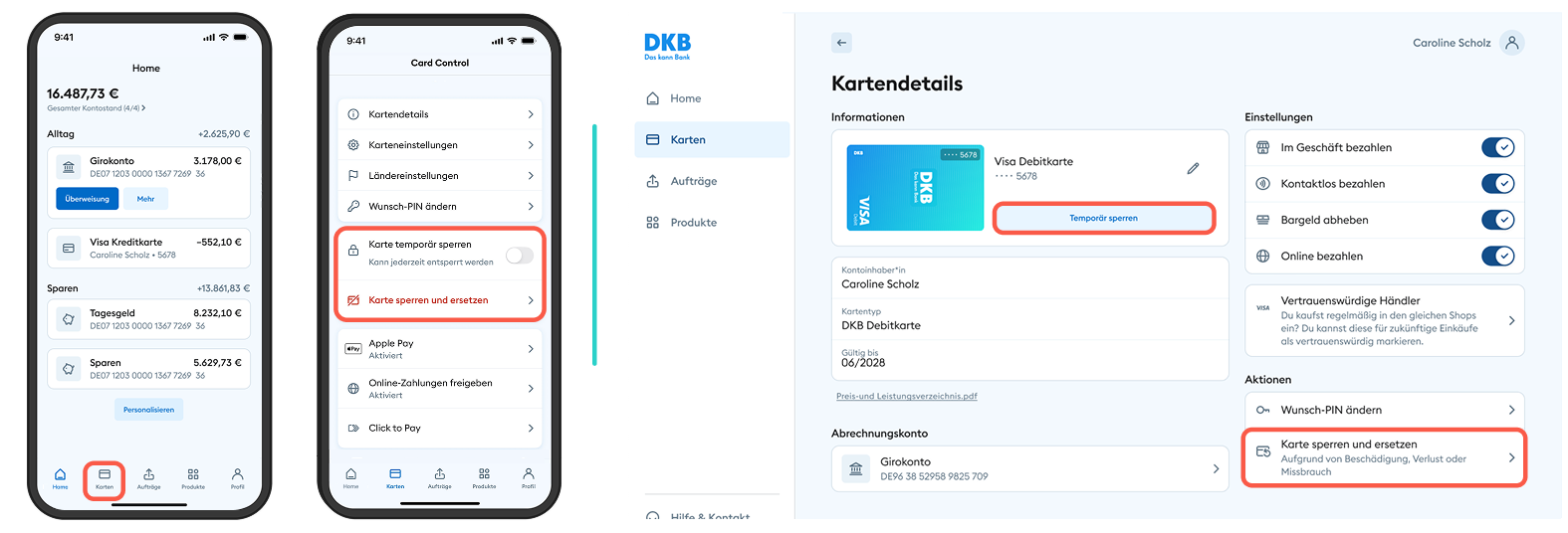 Kartensperre im Menü